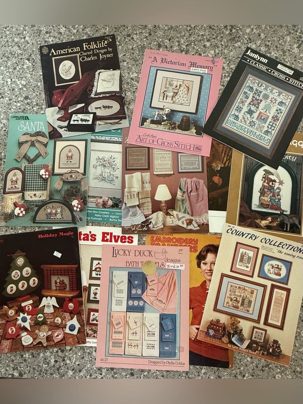Lot Of 13 Vintage Cross Stitch patterns magazine Christmas, Country, Folk